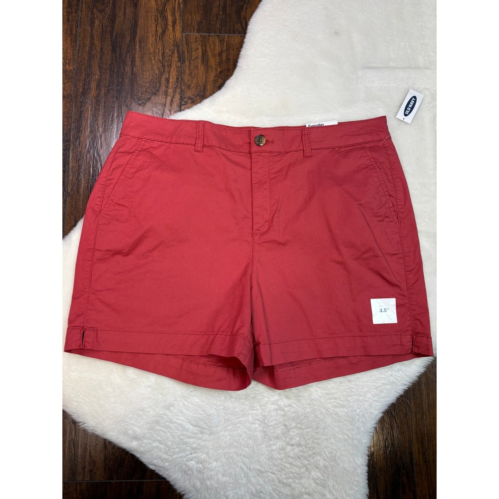 Old Navy Everyday Short 14 Red High Rise Chino Stretch Cotton Twill Women